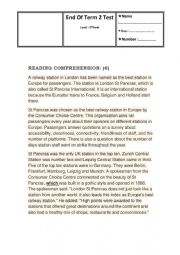 English Worksheet: End of term 2 test /  9th form