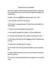 English Worksheet: personification