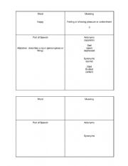 English Worksheet: Outsiders Vocabulary Squares
