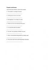 English Worksheet: Present continuous