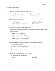 English Worksheet: Answer the Questions