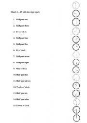 English Worksheet: Clocks - telling the time