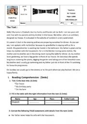 English Worksheet: full term test 2 7th form