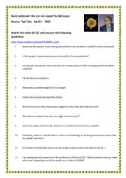 English Worksheet: Next outbreak? We are not ready? By Bill Gates 