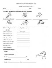 English Worksheet: quiz sicknesses and advices