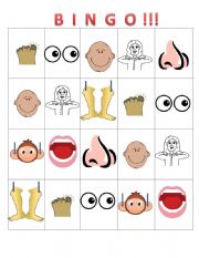 Body Part Bingo Cards