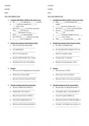 English Worksheet: was were test