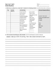 Daily Routine Worksheet