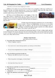 English Worksheet: Shopping in London