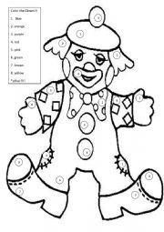 English Worksheet: Color the Clown