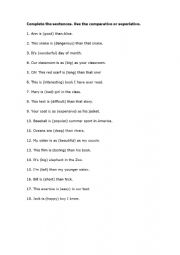 English Worksheet: Use the comparative or superlative