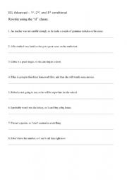 English Worksheet: First, Second, and Third Conditional Clauses