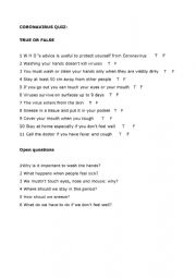English Worksheet: Coronavirus Quiz