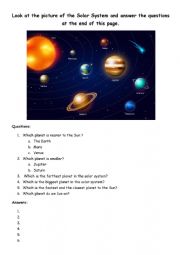 English Worksheet: Solar System