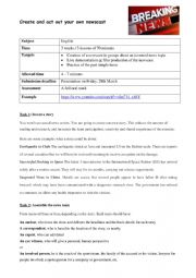 English Worksheet: Create your own news