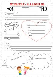 English Worksheet: My profile: ALL ABOUT ME