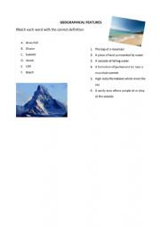 English Worksheet: Geographical features