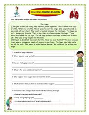 English worksheet: The Lungs