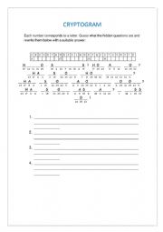 English Worksheet: Cryptogram