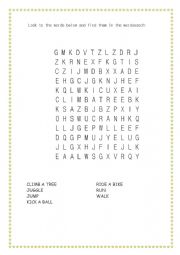 English Worksheet: Action Verbs Wordsearch