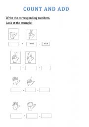 English Worksheet: Numbers: Lets count and add! 