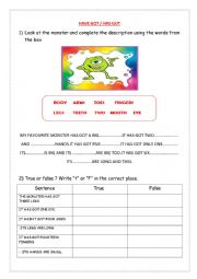 English Worksheet: Monsters Inc, Have got / Has got