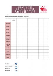 English Worksheet: Soulmate