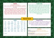 English Worksheet: adventures word bank