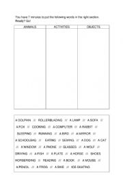 English Worksheet: Bell work simple vocabulary