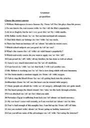 English Worksheet: prepositions after nouns , verbs and adjectives
