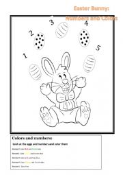 English Worksheet: Easter Colors and numbers