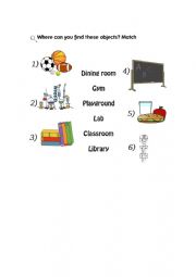 English Worksheet: My school matching activity