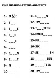 numbers - fill in gaps