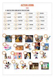 English Worksheet: Action Verbs: match!