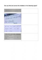 English Worksheet: Find and correct the errors