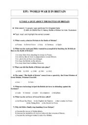 English Worksheet: Take a quiz about the battle of Britain