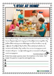 English Worksheet: Breakfast in family