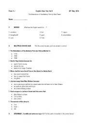 English Worksheet: The Adventures of Huckleberry Finn by Mark Twain