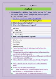 English Worksheet: England