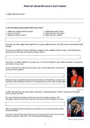 English Worksheet: Find out about Nirvana