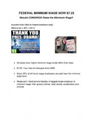 English Worksheet: Minimum Wage Debate