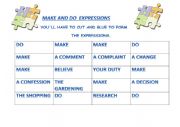 English Worksheet: MAKE AND DO EXPRESSIONS PUZZLE