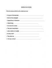 English Worksheet: past tense