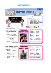 English Worksheet: MEETING PEOPLE