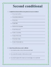English Worksheet: Second conditional