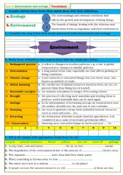 English Worksheet: environment and ecology