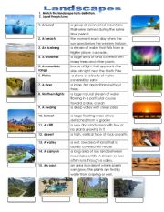 English Worksheet: Landscapes