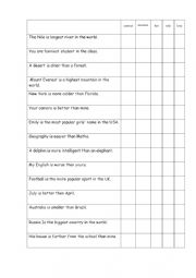 English Worksheet: comparatives