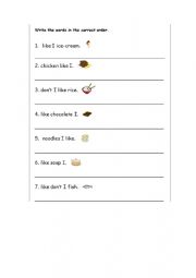 English Worksheet: correcct order 