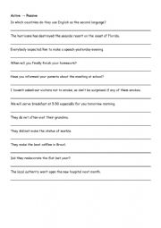English Worksheet: Passive Active and Active Passive transformations 4 tenses